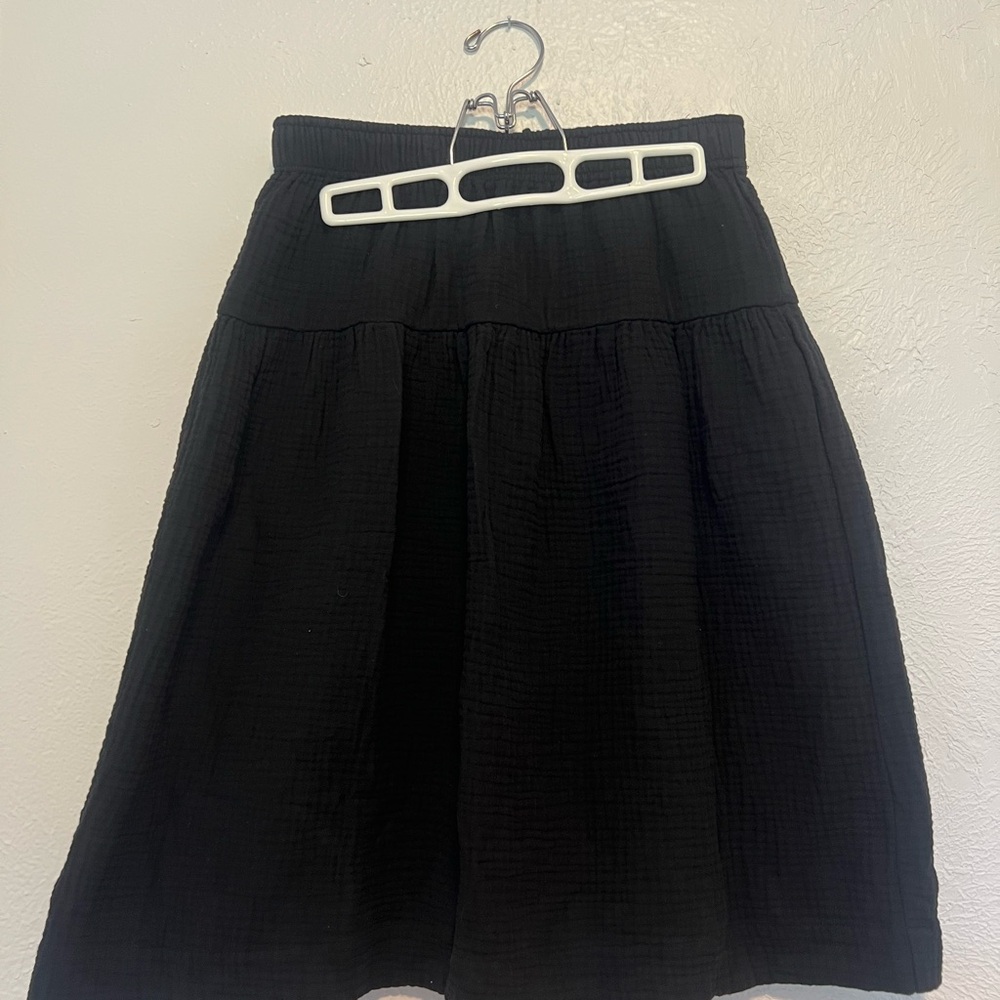 Cotton Black Midi Skirt